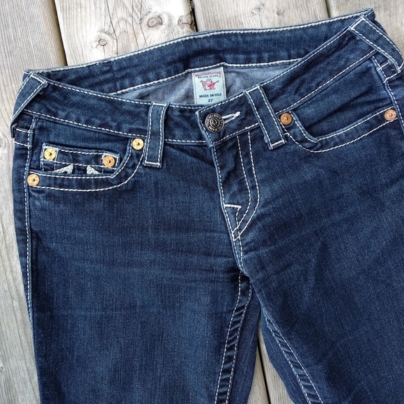 True Religion | Size 27 World Tour Dark Wash Low Rise Straight Jeans - Picture 2 of 11